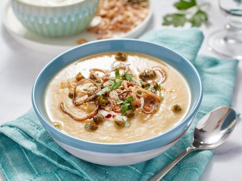 Mary Makes It Easy Recipes, Mary Makes It Easy, Mary Berg, Overnight Recipes, Cauliflower Soup Recipes, Crispy Shallots, Fried Shallots, White Bean Soup, Cauliflower Soup