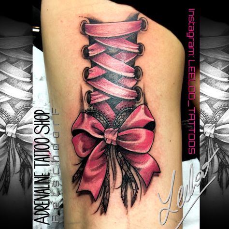 Tattoo uploaded by Leeloo • #lace #corset #corsage #sexytattoo #colortattoo #pinktattoo • Tattoodo Lace Corset Tattoo, Corset Tattoos For Women, Garter Tattoos, Lace Thigh Tattoos, Lace Garter Tattoos, Corset Tattoo, Bow Tattoo Designs, Garter Tattoo, Infinity Tattoo Designs