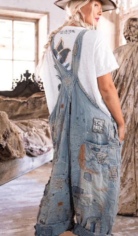 Shop Magnolia Pearl Clothing | San Diego CA | 75 Degrees & Fuzzy – 75° & Fuzzy Paint Overalls, Pearl Overalls, Painted Overalls, Bespoke Denim, Hobo Fashion, Magnolia Pearls, Wide Leg Overalls, Magnolia Pearl Clothing, Lagenlook Clothing