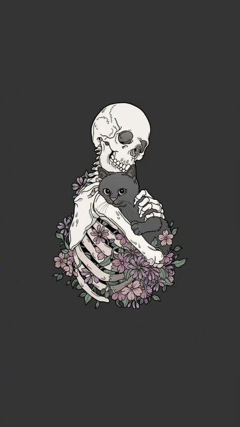 Skeletons Wallpaper Aesthetic, Magic Runes, Halloween Wallpaper Iphone Backgrounds, الفن الرقمي, Halloween Wallpaper Backgrounds, Halloween Wallpaper Cute, Cat Hacks, Witchy Wallpaper, Cat Comics