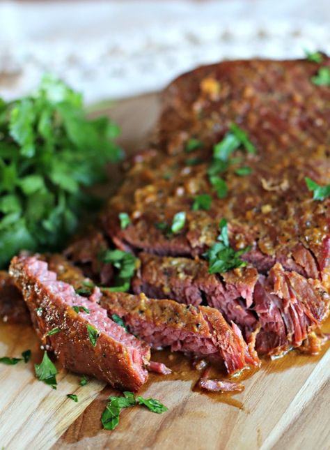 Slow Cooker Maple Mustard Corned Beef | The Magical Slow Cooker Magical Slow Cooker, Slow Cooker Corned Beef, Irish Recipes Traditional, The Magical Slow Cooker, Corned Beef Brisket, Maple Mustard, Corned Beef Recipes, Crock Pot Slow Cooker, Irish Recipes