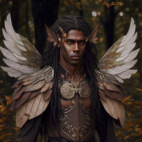 Feywilds Aesthetic, Black Fae, Faerie Costume, Fae Aesthetic, Male Fairy, Black Mage, Black Fairy, Elves And Fairies, Black Cartoon Characters