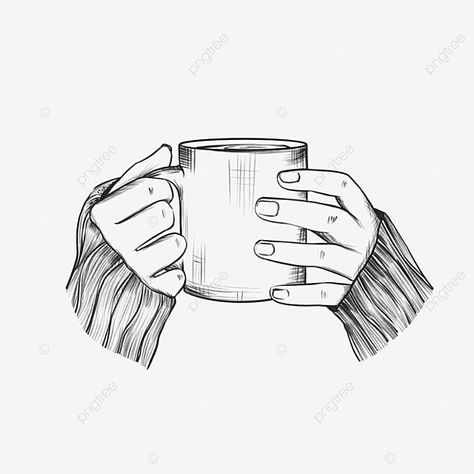 Hand Holding Mug Drawing, Cute Coffee Mug Drawing, Coffee Mug Sketch, Mug Sketch, Coffee Sketch, Coffee Mug Drawing, Coffee Cup Tattoo, Mug Illustration, Coffee Cup Drawing