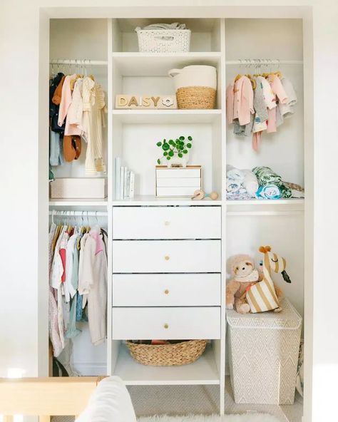 The best closet makeovers using IKEA PAX systems with hacks to make it look custom and solutions for creating the most functional storage. Ikea Child Wardrobe, Closet Ideas For Kids, Hummingbird Nursery, Ikea Kids Wardrobe, Ikea Closet Ideas, Walk In Closet Ikea, Playroom Idea, Kids Closets, Toddler Closet