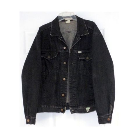 Guess Jeans Black Denim Jacket Georges Marciano Medium Vintage ❤ liked on Polyvore featuring outerwear, jackets, vintage jean jacket, denim jacket, jean jacket, vintage jackets and collar jacket Jackets Grunge, Grunge Denim Jacket, Black Denim Jacket Outfit, Oversized Black Denim Jacket, Camisa Rock, Grunge Jacket, Demin Jacket, Black Jean Jacket, 80s Jacket