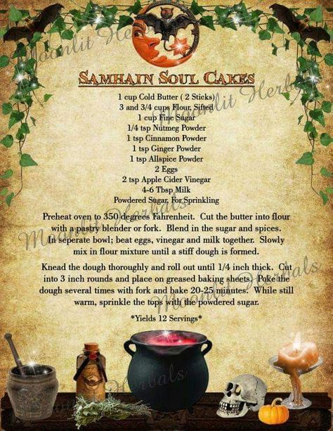 Witch Cookbook, Pagan Recipes, Digital Book Of Shadows, Witchy Recipes, Soul Cakes, Samhain Recipes, Colcannon Recipe, Witch Recipes, Wicca Recipes