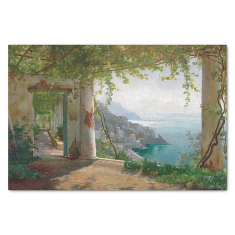 Aagaard Loggia Amalfi Italy Painting Tissue Paper - Italy Italy Coast, Amalfi Italy, Unique Postcards, Italy Gift, Italy Painting, Painting Poster, Popular Art, Custom Posters, White Art