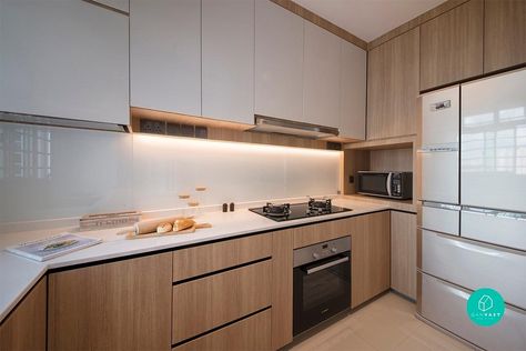 Steal These 8 Space-Saving Ideas from Your (Tiny) Neighbour Muji Home Kitchen, Kitchen Ideas Hdb, Kitchen Ideas Singapore, Muji Kitchen, Hdb Kitchen, Kitchen Cabinetry Design, Muji Home, Architectural Presentation, Interior Design Singapore