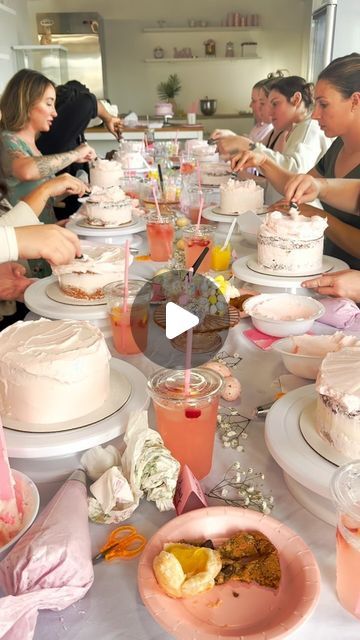 Becks Dessert Shop on Instagram: "Decorating Spring Cakes today was a Sunday well spent 🦋

#cakeclass #cakeworkshop #decoratingcake #cakedecorating #girlsday #cakedecoratingvideos #cakedesign #cakeclasses #stuartfl #palmbeach #treasurecoast" Cake And Sip Party Ideas, Cake And Sip Party, Sip And Paint Cake Ideas, Cake Decorating Party Ideas, Cake Decorating Party For Adults, Cake Decorating Class Ideas, Pc Cake, Cake Decorating Party, Cake Classes