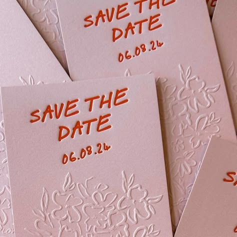 Alexandra | Aerialist Press on Instagram: "It’s save the date season 🌸 
•
•
•
#letterpress #weddingpaper #weddinginvitations #caweddings #paperpeople #californiawedding" Letter Press Invitations Wedding, Graphic Save The Date, Letter Press Save The Date, Letterpress Save The Date, Colorful Save The Date, Letterpress Wedding Stationery, Save The Date Design, Vintage Wedding Stationery, Letterpress Save The Dates