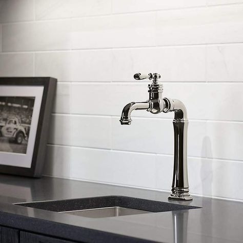 Kohler Artifacts Gentleman's Bar Sink Faucet Undermount Bar Sink, Kohler Artifacts, Bar Sink Faucet, Bar Faucet, Prep Sink, Black Kitchen Faucets, Bar Faucets, Column Design, Laundry Sink