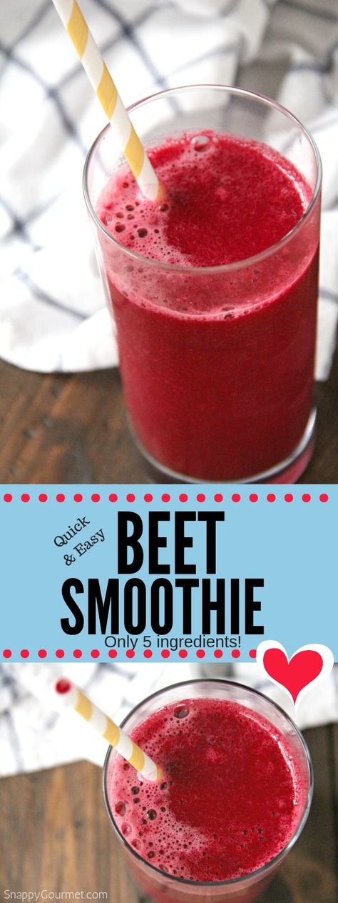 Beet Smoothie, easy vegetable and fruit drink that also makes a great healthy smoothie bowl. Can easily be changed up with your favorite flavors as well. #SnappyGourmet #Smoothie #Breakfast #Drink #Snack #Beet #Veggies #Recipes Beetroot Smoothie, Beets Smoothie Recipes, Raw Beets, Beet Smoothie, Smoothie Bowl Healthy, Fresh Beets, Beet Recipes, Smoothie Prep, Beet Juice