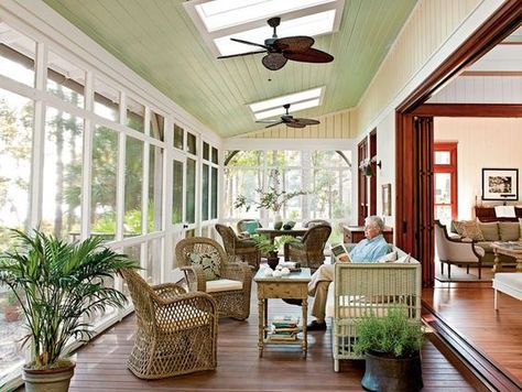 This Modern Dogtrot Home Is A Lowcountry Retreat Building A Porch, Sunroom Designs, House Of Turquoise, Florida Room, Home Porch, House With Porch, Porch Design, Decks And Porches, Screened In Porch