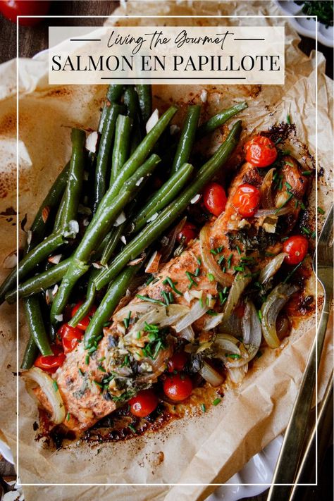 Salmon en Papillote - Living The Gourmet En Papillote Recipes, Salmon In Parchment, Papillote Recipes, Comfort Food Chicken, Delicious Seafood Recipes, Yummy Seafood, Best Seafood Recipes, Healthiest Seafood, Healthy Supper