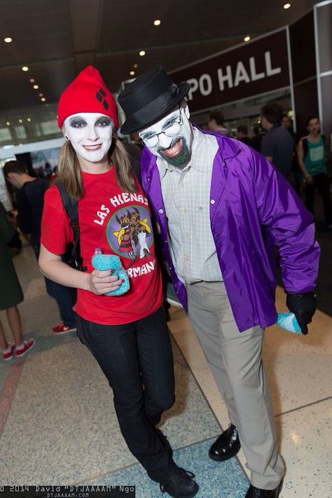 Walter and Jessie as Joker and Harley Harley Quinn And Joker, Cosplay Pictures, Walter White, Jesse Pinkman, Halloween Costume Ideas, The Works, Harley Quinn, I Try, Dressing Up