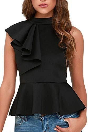 351b33587c5fdd93bd42ef7ac9995a28desc40009310ri Black Peplum Top, Sleeveless Peplum Top, Black Peplum, Fashion Deals, Vest Top, Black Top, Look Fashion, Nightwear, Blouse Designs