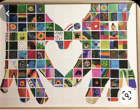 Easy Community Art Project, Group Mosaic Art Projects, Group Class Art Projects, Collaborative Art Elementary, Group Canvas Painting Ideas Collaborative Art, Collaborative Canvas Art, Group Painting Ideas Collaborative Art, Collaborative Art Ideas, Large Group Art Projects For Kids