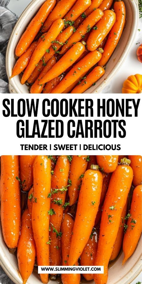 Need a veggie side that’s both sweet and savory? These honey-glazed carrots cook up tender and delicious in the slow cooker. Save this pin for a colorful, crowd-pleasing dish! Carrots Crock Pot Recipe, Sweet Honey Glazed Carrots, Christmas Carrots Crock Pot, Honey Roasted Carrots Crockpot, Honey Garlic Carrots Crockpot, Slow Cooker Sweet Carrots, Glazed Carrots Thanksgiving Recipes, Carrots Side Dish Thanksgiving, Carrot Recipe For Thanksgiving