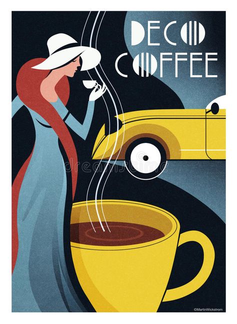 Arte Art Deco, Canvas Kitchen Wall Art, Art Deco Artwork, Art Deco Coffee, Art Deco Paintings, Arte Peculiar, Desain Editorial, Art Deco Illustration, Art Deco Poster