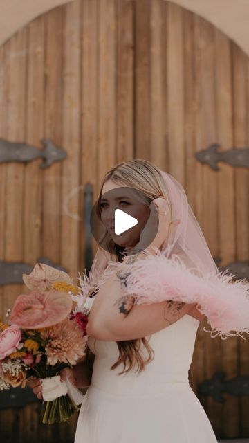 Madison Chamberlain on Instagram: "How amazing does Maddie look?! I love the pink fluffy feather veil with her look!💖🎀🥲 @maddiequinn__ shot by @capturedbyamandalen   #featherveil #nontraditionalbride #pinkveil #nontraditionalveil #bridalveil" Madison Chamberlain, Feather Veil, Nontraditional Bride, Pink Veil, Fitted Wedding Dress, July 15, Bridal Veil, The Pink, Veil