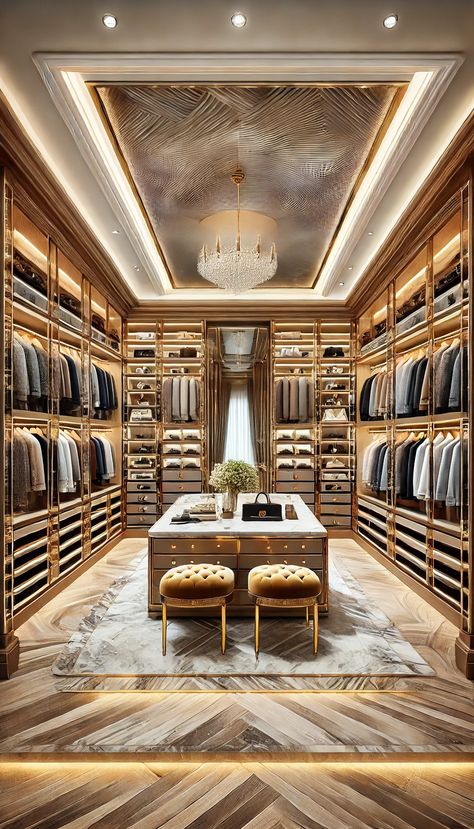 intricate and luxurious design for a walk-in closet layout Big Walk In Closet Luxury, Walk In Closet Ideas Master Luxury, Walk In Wardrobe Luxury, Marble Pooja Room, Luxury Walk In Closet Women, Luxury Closet Ideas, Bedroom Natural Light, Luxury Wardrobe Design, Luxury Walk In Closet