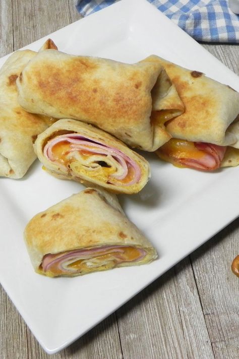 Air Fryer Hot Chicken Ham And Cheese Wraps, Air Fryer Hot Chicken, Ham And Cheese Wraps, Air Fryer Ham, Company Recipes, Cheese Wraps, Ham Wraps, Chicken Ham, Grilled Ham