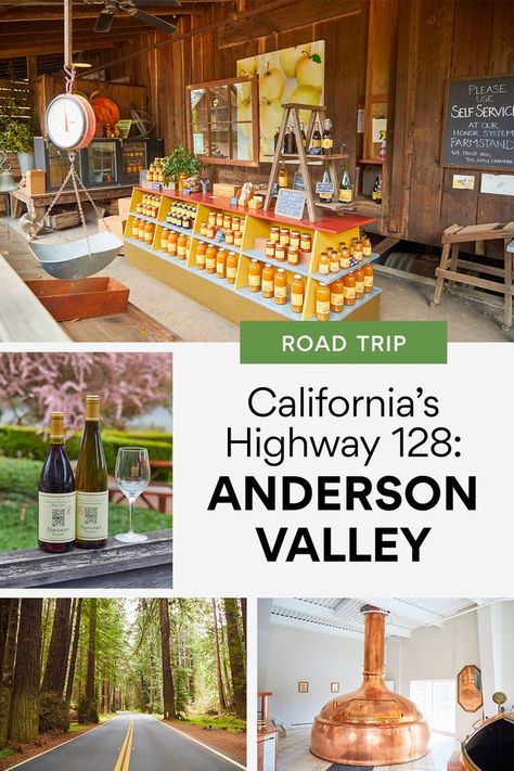 There are many hidden gems along California's Highway 128. Pull over in downtown Cloverdale for small town charm or go wine tasting at any one of the low key Anderson Valley Vineyards. Cloverdale California, Honor System, Sierra Nevada Mountains, Farm Stand, Joshua Tree National Park, United States Travel, Sierra Nevada, Future Travel, The Low