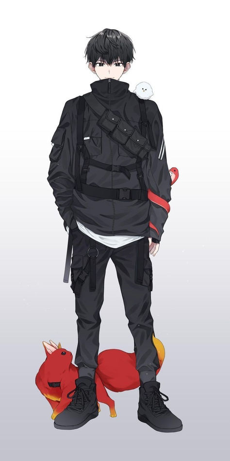 Tech Wear Anime, Techwear Drawing, Techwear Character Design, Cyberpunk Outfit Male, Techwear Anime, Anime Techwear, Cyberpunk Outfit, Cyberpunk Anime, Model Sheet