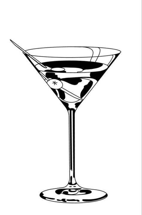 Martini Glass Tattoo, Martini Tattoo, Martini Graphic, Tårta Design, First Tattoo Ideas, Graphic Aesthetic, Soyut Sanat Tabloları, Minimalist Tattoos, Art Tattoos