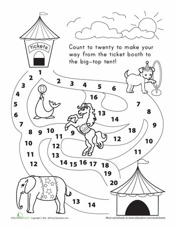 Worksheets: Counting 1-20: Let's Go to the Circus! Circus Worksheets, Circus Week, Kindergarten Counting, Circus Activities, Carnival Activities, Ixl Learning, Counting To 120, Multiplication Activities, Numbers Worksheets