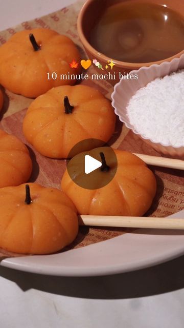 Suzu Homecafe🧸 on Instagram: "PUMPKIN MOCHI BITES!🧡
Let's make the super soft and delicious mochi bites with no microwave and no steamer!
It was so good and too EASY to make in less than 15 minutes! Do try and Enjoy Bestie!💗✨
 
Ingredients:💌
♡Sugar- 30g
♡Corn starch- 10g
♡Pumpkin Milk- 85g (Blend of pumpkin and milk; Then filtered and measured. You can also add a bit of orange food colour)
♡Glutinous Rice Flour- 45g
♡Pumpkin spice/ Cinnamon- 1/4 Teaspoon
♡Butter- 10g
 
1. In a pan, Add Glutinous rice flour, Sugar, Corn starch, Pumpkin spice/ Cinnamon and pumpkin Milk; Mix until combined.
2. Mix and cook on low heat until soft dough is formed.
3. Add butter; Use hand gloves and Knead until butter is combined and mochi becomes stretchy.
7. Divide into bite size pieces and coat with corn Pumpkin Mochi, Pumpkin Milk, Orange Food, Orange Food Coloring, Glutinous Rice Flour, Hand Gloves, Glutinous Rice, Rice Flour, Pumpkin Recipes