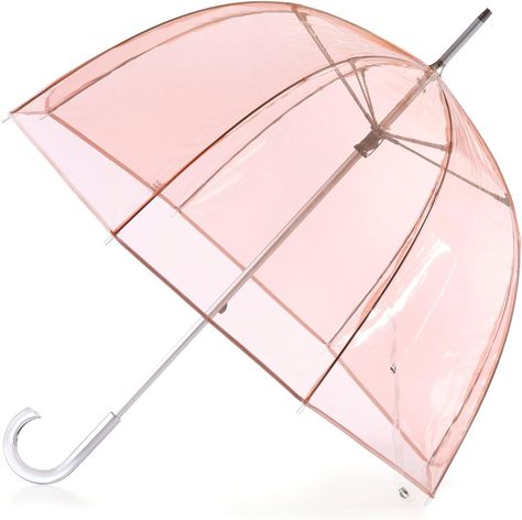 Amazon.com: Totes Signature Clear Bubble, Rain & Windproof Umbrella - Perfect for Weddings, Travel and Outdoor Events - Curved Handle with Deluxe Finish, in Transparent or Colorful Design Options : Clothing, Shoes & Jewelry Mens Umbrella, Bubble Umbrella, Urban Outfitters Style, Relic Watches, Clear Umbrella, Windproof Umbrella, Sunset Pink, Beige Hat, Rain Protection