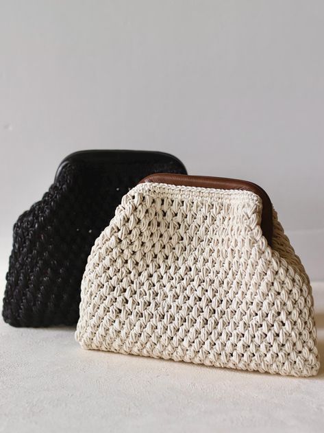 Crochet Bag, Handmade Leather detail Clutch, Popcorn Large Bag, Mesh Pouch, Handknit, Woven, Brown bag, Knot bag, Gift, Raffia bag, Gift Crochet Clutch Bags, Mesh Pouch, Knot Bag, Crochet Clutch, Leather Detail, Brown Bag, Gear Bag, Raffia Bag, Leather Bags Handmade