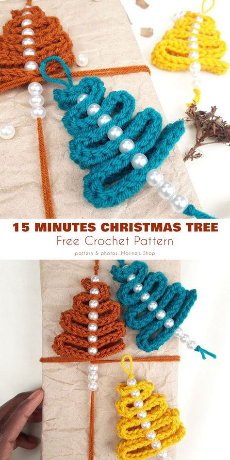 Christmas Tree Ornament Crochet Ornaments Free Pattern, Pola Macrame, Crochet Christmas Ornaments Free, Crochet Christmas Tree, Crochet Ornament Patterns, Crochet Tree, Crochet Christmas Gifts, Crochet Xmas, Crochet Christmas Decorations