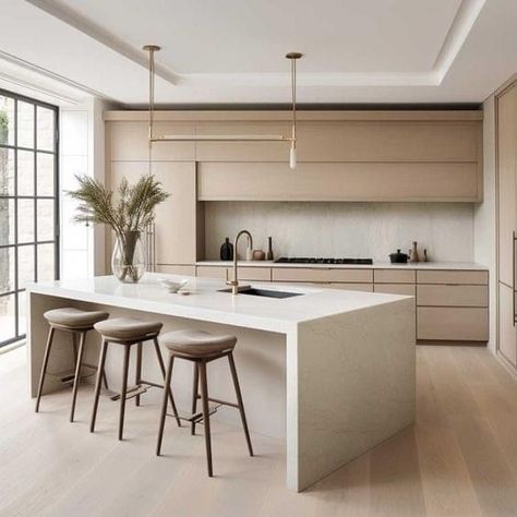 Neutral Kitchen Inspiration, Neutral Kitchen Colors Schemes, Neutral Kitchen Colors, Neutral Kitchen, Minimalist Kitchen Design, Organization Kitchen, Japandi Interior, Sleek Kitchen, Inspiration Kitchen