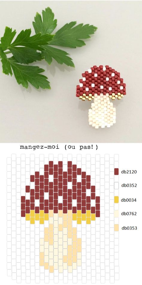 Seed Bead Pixel Art, Seed Bead Mushroom Pattern, Mushroom Seed Bead Bracelet, Seed Bead Earrings Patterns Brick Stitch, Seed Bead Mushroom Earrings, Mushroom Seed Bead Earrings, Beaded Mushroom Tutorial, Beaded Mushroom Pattern, Seed Bead Projects Ideas