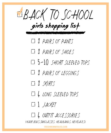 School Clothes List, Back To School List, School Shopping List, Middle School Survival, Shopping Checklist, Back To School Checklist, School Checklist, Back To School Organization, High School Survival