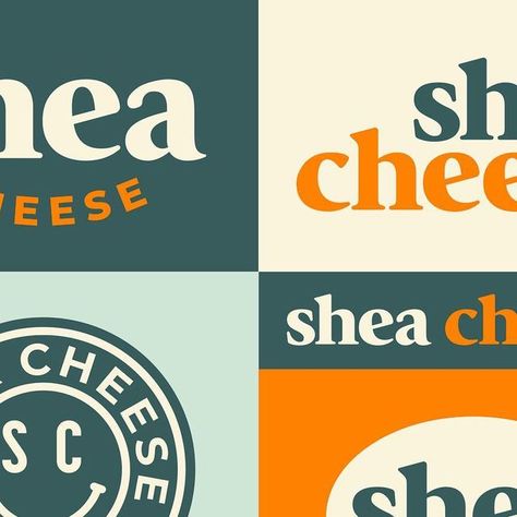 FCS Studio on Instagram: "Top level look at the brand identity we did for @shea_cheese_phx – A dedicated, cut to order, cheese shop in Phoenix, AZ specializing in American artisan cheese and gifts. A great client to collaborate with and a fun logo to create! ___ #logo #logos #logodesign #brand #logodesigner #branding #type #typography #brandidentitydesign #design #graphicdesign #designer #logoinspirations #logoinspiration #brandidentity #cheese #phoeinx" Cheese Logo Design, Cheese Branding, Cheese Logo, Cheese Store, Cheese Design, Cheese Packaging, Shelves Decor, Cheese Brands, 50s Design