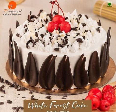 Counter Cake Design, Blackforest Cake Decoration Ideas, Blackforest Cake Designs, White Forest Cake, Cake Sizes And Servings, Chocolate Covered Desserts, Cookie Cake Designs, Chocolate Cake Designs, Realistic Cakes