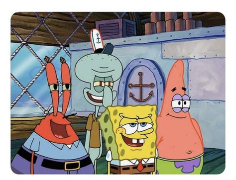 Spongebob Matching Pfp 4 People, 4 Cartoon Characters, Patrick Drawing, Spongebob Funny Pictures, Spongebob Pics, Spongebob Drawings, Four Friends, Friends Together, Mr Krabs