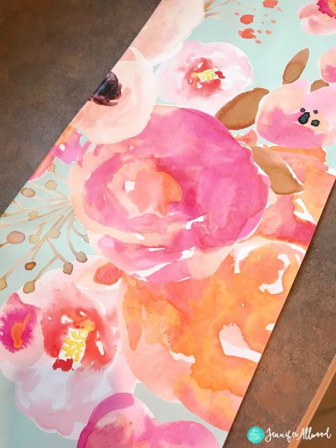 Jennifer Allwood, Floral Mural, Painted Ladder, Vintage Flowers Wallpaper, Vintage Floral Wallpapers, Large Scale Floral, Cricut Craft, Craft Room Storage, Patterned Vinyl