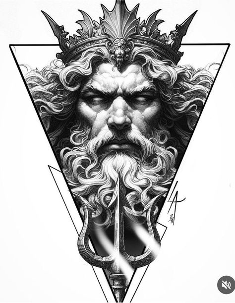 Greek God Poseidon Art, Zeus Tattoo Design, Neptune Tattoo, Greek God Tattoo, Hand Tattoo Designs, Poseidon Tattoo, Zeus Tattoo, Cool Nature, Last Kingdom