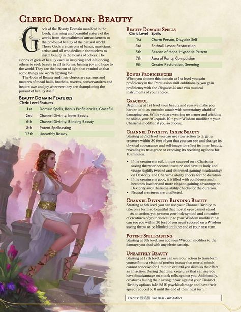 Dnd Fairy Race, Cleric Subclasses 5e, Dnd Playable Races, D&d Cleric, Cleric Domains, 5e Races, Homebrew Classes, Dnd Cleric, Dungeons And Dragons Races