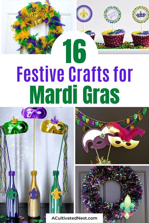 Marci Grad Decor, Mardi Gras Diy Mask, Mardi Grad Party Decorations, Cheap Mardi Gras Decorations Diy, Mardi Gras Gift Ideas, Crafts With Mardi Gras Beads, Mardi Gras Decorating Ideas, Diy Mardi Gras Decor, Mardi Gras Decorating