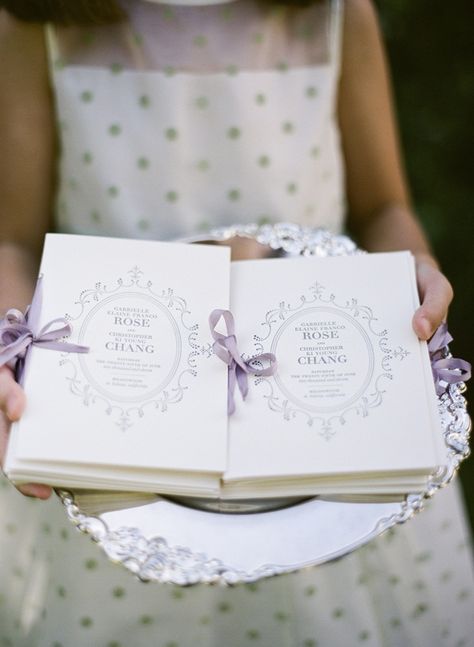 Wedding Booklet, Elegant Wedding Programs, Purple Wedding Inspiration, Wedding Extras, Plum Wedding, Wedding Reception Food, Romantic Garden Wedding, Ceremony Programs, Lavender Wedding