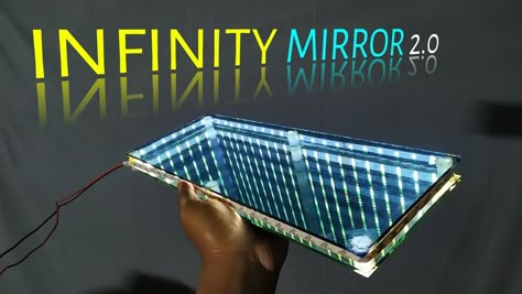 Wow!!! The Matrix infinity mirror effect . amazing . эффект матрицы беск... Infinity Lights How To Make, Infinity Glass Mirror, Infinite Mirror Reflection, How To Make An Infinity Mirror, How To Make An Infinity Table, Infinity Box Diy, Infinity Table Diy, Diy Infinity Mirror, 2 Way Mirror