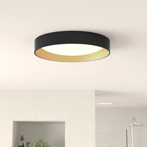 Wade Logan® Acrylic LED Flush Mount & Reviews | Wayfair Flush Mount Bathroom Light, Basement Ceiling Lights, Black Flush Mount Ceiling Lights, Light Fixtures For Low Ceilings, Weird Decor, Bachelor Decor, Black Flush Mount Light, Modern Flush Mount Ceiling Light, Accent Ceiling