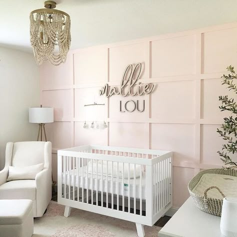 Girly Nursery, Girl Nursery Pink, Nursery Accent Wall, Baby Nursery Inspiration, Baby Room Themes, Nursery Room Design, Girl Nursery Room