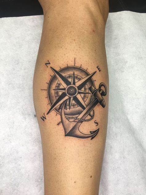 Compass Tattoo Design Men Leg, Compass And Anchor Tattoo Design, Compass With Anchor Tattoo, Compass Anchor Tattoo Design, Compass And Anchor Tattoo, Anchor And Compass Tattoo, Anchor Tattoo For Men, A Compass Tattoo, Compass Tattoos Arm