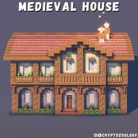 Minecraft medieval house! Tutorial on my YouTube! Minecraft Survival Base, Minecraft Medieval Buildings, Minecraft Medieval House, House In Minecraft, Minecraft City Buildings, Rumah Minecraft Sederhana, Medieval House, House Tutorial, Minecraft Structures